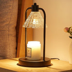 Vintage Iron Frame Timed Dimmable Candle Warmer Lamp, Smokeless Aroma Table Lamp, Candle Not Included—Clear