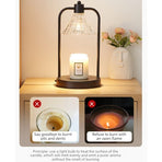 Vintage Iron Frame Timed Dimmable Candle Warmer Lamp, Smokeless Aroma Table Lamp, Candle Not Included—Clear