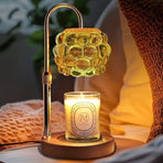 Adjustable Timed Dimmable Candle Warmer Lamp, Round Base Aroma Bedside Lamp, No Candle Included—Beige
