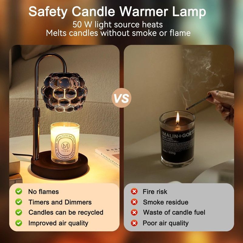 Adjustable Timed Dimmable Candle Warmer Lamp, Round Base Aroma Bedside Lamp, No Candle Included—Green