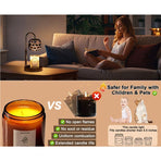 Adjustable Timed Dimmable Candle Warmer Lamp, Round Base Aroma Bedside Lamp, No Candle Included—Green