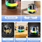 RGB Light Bluetooth 5.3 Speaker, Heavy Bass Portable TWS Interconnect Desktop TF Card Mini Audio Speaker—Black