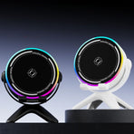 Bluetooth Speaker 2-in-1 Phone Stand, Dual-Mode RGB Ambient Light, Hi-Fi Stereo Audio—Black