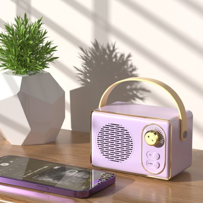 Retro Portable Bluetooth 5.0 Speaker, Mini 360° Surround Stereo Desktop Gift Audio Speaker - White