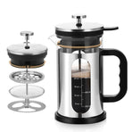 1000ml Press Sealed Lid French Press, Borosilicate Glass Coffee Maker, Manual Tea Brewer