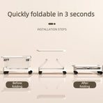 Foldable Transparent Storage Box with Pull Rod and Wheels, Portable Household Storage Container—Transparent