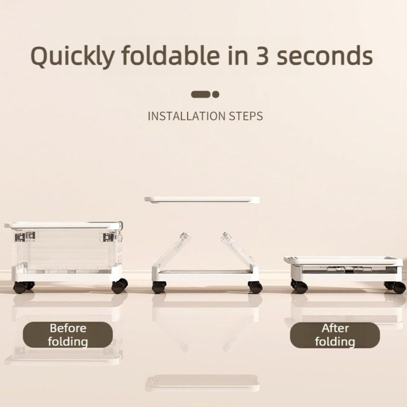Foldable Transparent Storage Box with Pull Rod and Wheels, Portable Household Storage Container—Transparent