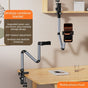 Aluminum Alloy Cantilever Phone Mount, Clamp Lazy Stand For Desk & Bed, Foldable Holder