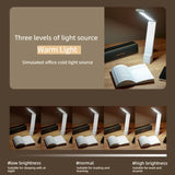2-in-1 Foldable LED Eye-Caring Desk Lamp, USB-Rechargeable Study Light with Phone Holder—Black - Side View
