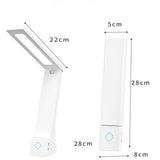 2-in-1 Foldable LED Eye-Caring Desk Lamp, USB-Rechargeable Study Light with Phone Holder—White - Low Angle