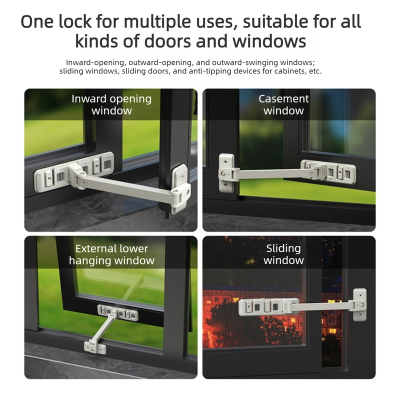 No Drill Self-adhesive Window Stopper, Safety Lock For Inner & Outer Opening Windows, Anti-fall Window Limiter