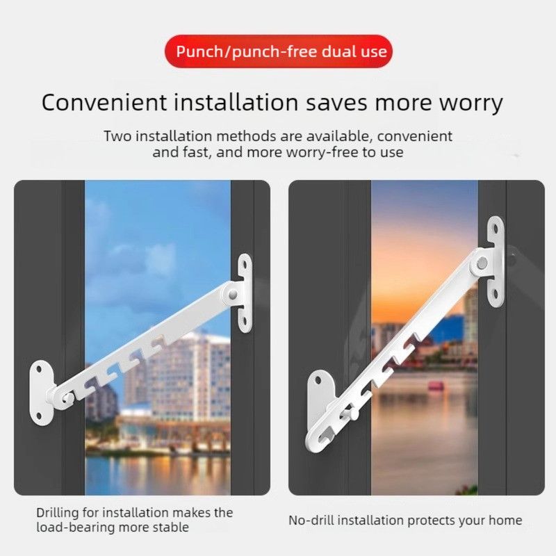 Black - Long - Aluminum Window Limiter, Wind Brace for Casement Window, Safety Window Latch