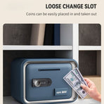 Household Mini Mechanical Safe Box with Coin Slot, Plastic - Gifts for Children, Money-Saving Security Storage Box—Blue