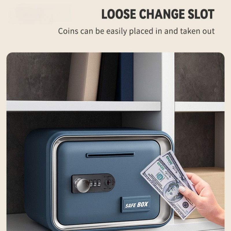Household Mini Mechanical Safe Box with Coin Slot, Plastic - Gifts for Children, Money-Saving Security Storage Box—Blue