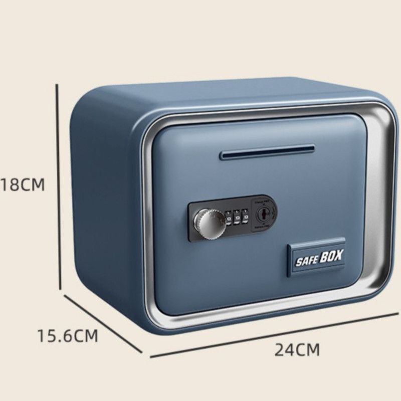 Household Mini Mechanical Safe Box with Coin Slot, Plastic - Gifts for Children, Money-Saving Security Storage Box—Blue