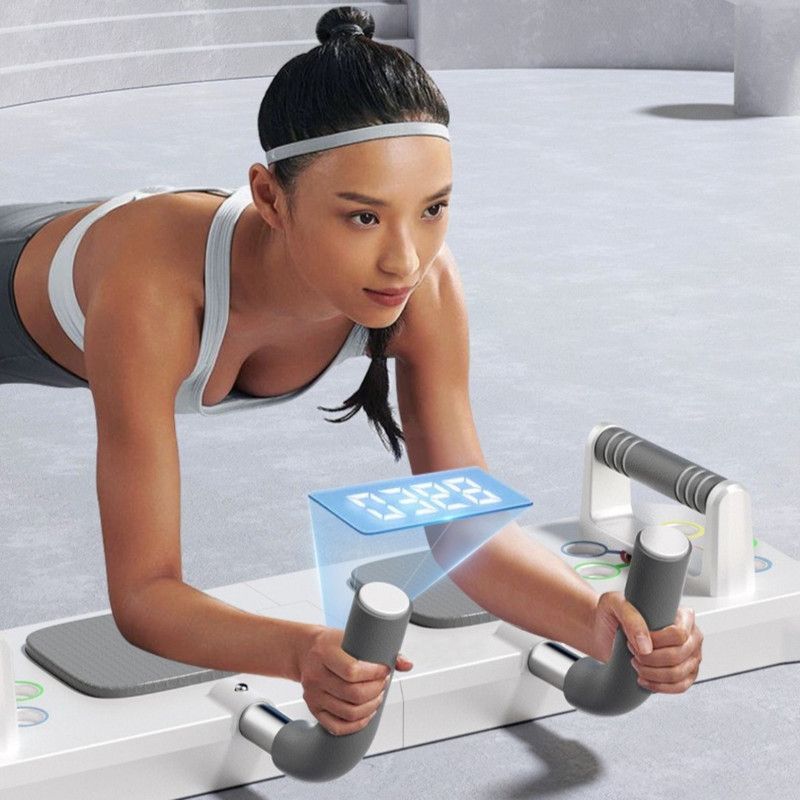 Multifunctional Push-Up Board, Smart Timing & Counting, Home Workout Board with Resistance Bands—White