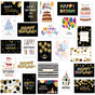24 PCS Black Gold Happy Birthday Cards Set, Assorted Birthday Greeting Cards with Envelopes