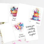 24 PCS Watercolor Happy Birthday Cards Pack, Assorted Designs Cards with Envelopes