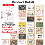 24-Piece Thank You Card Set, Greeting Note Cards with Envelopes, Greeting Card Set