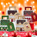 Christmas Gingerbread House Candy Boxes, 4 Designs Paper Gift Boxes 24 Pcs Set