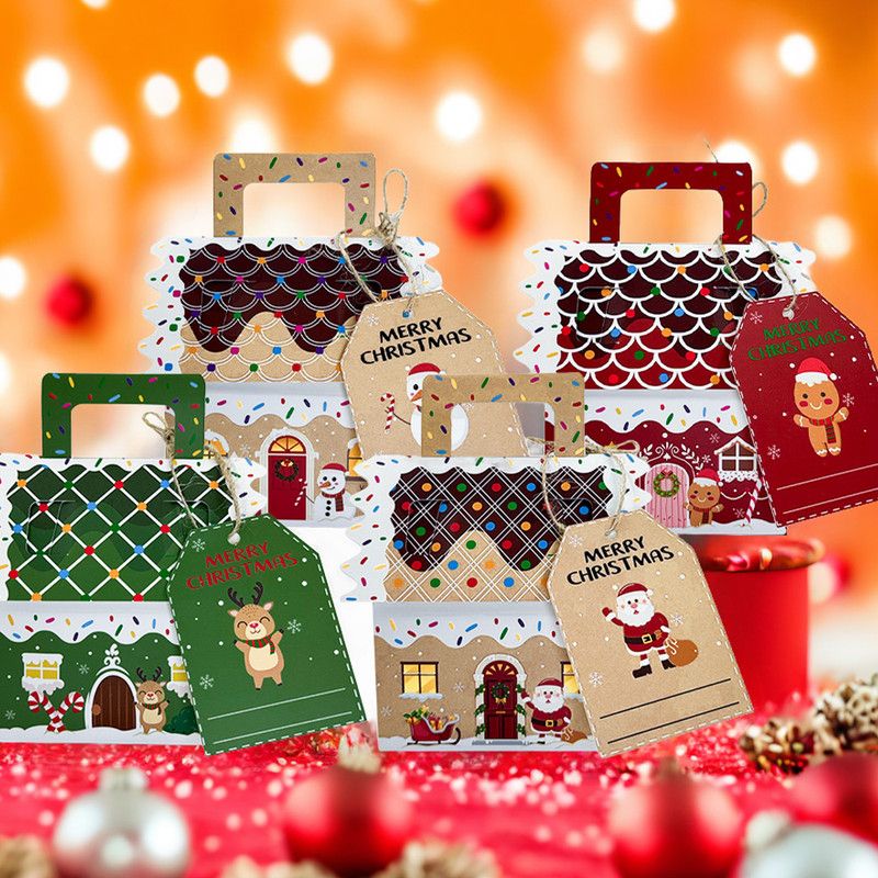 Christmas Gingerbread House Candy Boxes, 4 Designs Paper Gift Boxes 24 Pcs Set