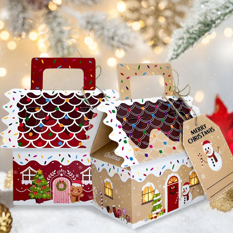 Christmas Gingerbread House Candy Boxes, 4 Designs Paper Gift Boxes 24 Pcs Set