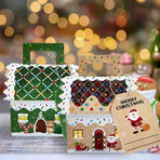 Christmas Gingerbread House Candy Boxes, 4 Designs Paper Gift Boxes 24 Pcs Set