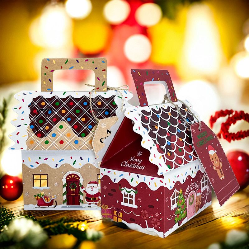 Christmas Gingerbread House Candy Boxes, 4 Designs Paper Gift Boxes 24 Pcs Set