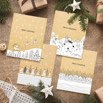 Black White Sketch Christmas Kraft Paper Bags, 24Pcs Xmas Treat Gift Bags Set