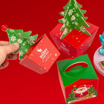3D Christmas Tree Gift Boxes, Christmas Apple Candy Packaging Box Set Includes 10 Boxes & 10 Bells-S