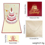 6-Pack 3D Pop-Up Birthday Cake Cards, Luxury Handmade Paper Greeting Gift Cards—Red