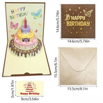 6-Pack Up Butterfly Birthday Cake Greeting Cards, Handmade Paper Gift Cards—Brown