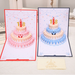 4-Pack - DIY Replaceable Number Cake 3D Pop-Up Birthday Cards, Papercut Foldable Greeting Gift Cards - Gold and Blue