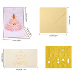 4-Pack - DIY Replaceable Number Cake 3D Pop-Up Birthday Cards, Papercut Foldable Greeting Gift Cards - Blue