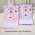 6-Pack - DIY Heart-Shaped Cake 3D Pop-Up Birthday Cards, Two-Color Papercut Foldable Greeting Cards - Blue