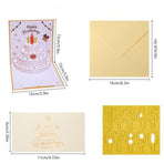 6-Pack - DIY Heart-Shaped Cake 3D Pop-Up Birthday Cards, Two-Color Papercut Foldable Greeting Cards - Blue