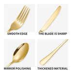 24-Piece Stainless Steel Tableware Set, Mirror-Polished Steak Knife, Fork, and Spoon Cutlery—White