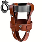 Adjustable Double-Layer PU Leather Bike Cup Holder, Universal Water Bottle Rack for Bicycles, E-bikes—Brown