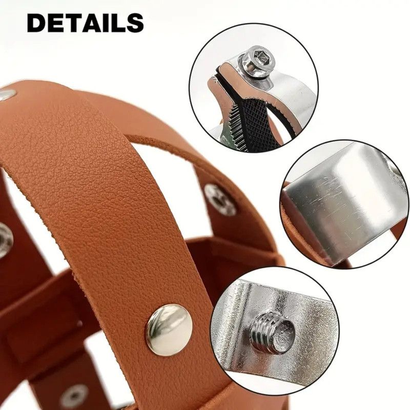 Adjustable Double-Layer PU Leather Bike Cup Holder, Universal Water Bottle Rack for Bicycles, E-bikes—Brown