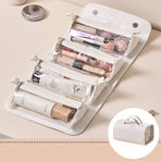 4-in-1 Travel Makeup Bag, Waterproof Foldable Large Capacity Cosmetic Organizer, Hanging Wash Bag—White