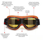 Vintage Harley Motorcycle Riding Goggles, Windproof Eyewear for Electric Bikes & Off-Road—Black Frame, Silver Lenses