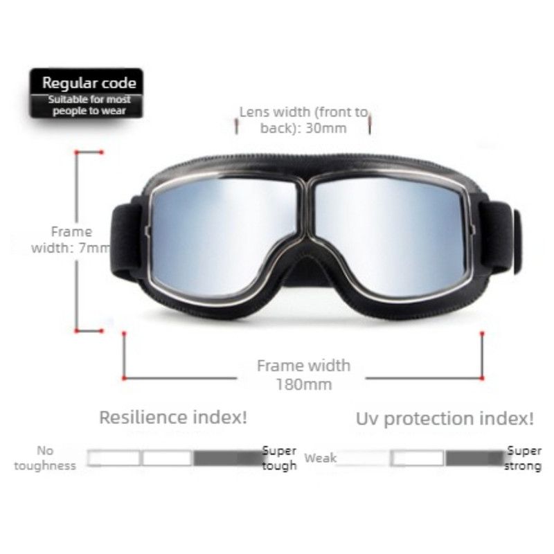Vintage Harley Motorcycle Riding Goggles, Windproof Eyewear for Electric Bikes & Off-Road—Brown Frame, White Lenses