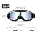 Vintage Harley Motorcycle Riding Goggles, Windproof Eyewear for Electric Bikes & Off-Road—Brown Frame, Silver Lenses