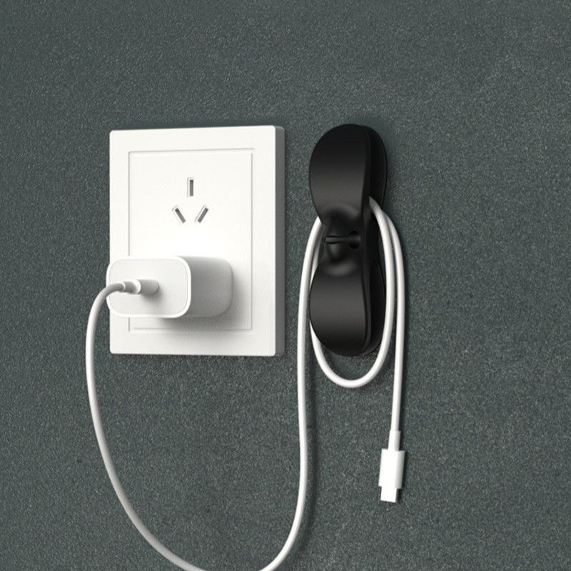 Silicone Cable Winder Organizer 3-Pack, Power Cord Holder, Wall Wire Clip, Data Cable Storage Clamp—Gray