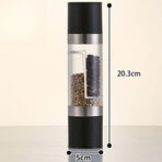 Double-Head Manual Spice Grinder, 2-in-1 Pepper & Sea Salt Mill, Adjustable Coarseness Seasoning Crusher—Black