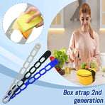 Lunch Box Strap, Adjustable Snap Lid Holder, Portable Pot Cover Fastening Band for Outdoor Use, 2-Pack—Blue