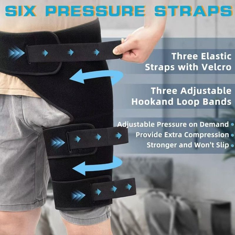 Straps Hip Support Brace, Compression Hip & Thigh Wrap, Sports Protector for Running Workout