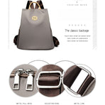 Nylon Anti-Theft Backpack, Large-Capacity Water-Resistant Travel Laptop Bag, Daily Commute Rucksack—Gray