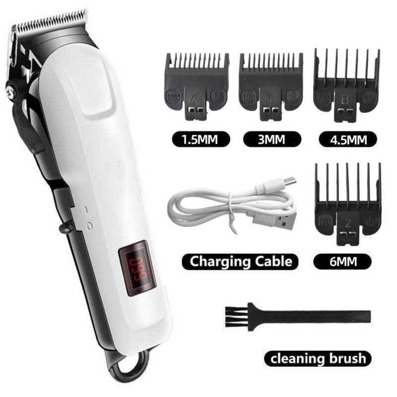 Professional Electric Hair Clippers, USB Rechargeable Hair Trimmer for Adults & Kids—Home Haircuts - White