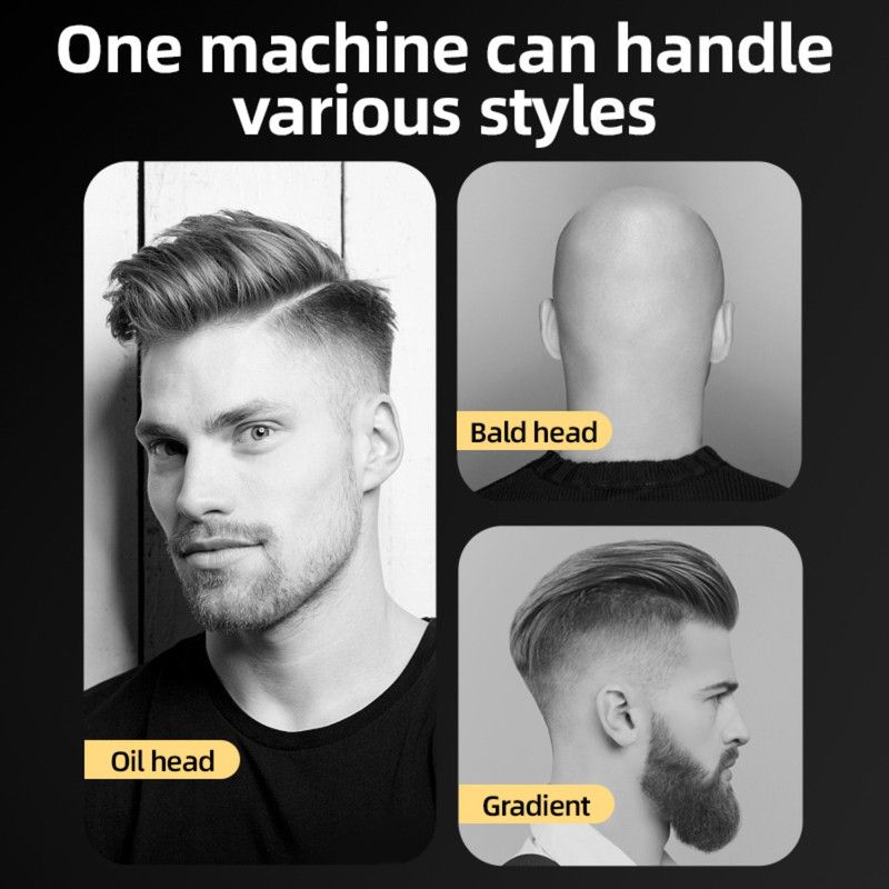 Digital Display Hair Clipper, Professional T-Blade Trimmer for Bald Heads & Hair Carving—Black